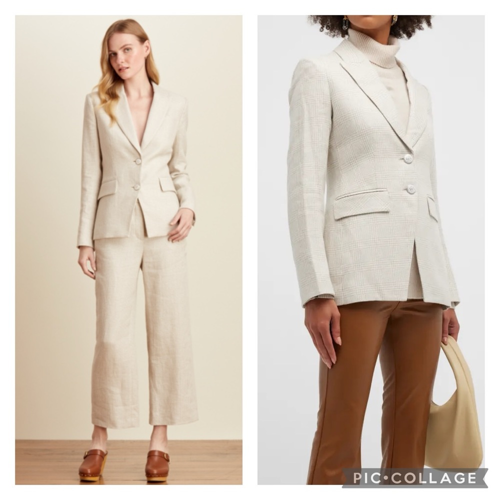 NWT Veronica Beard SUIT SET Mathi Jacket Blazer Isley Pant Trouser 4 Oatmeal